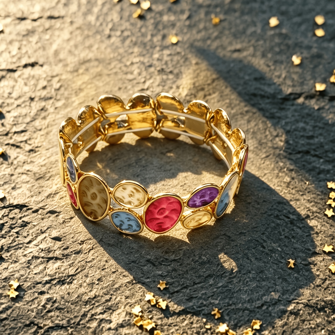Women's Vintage Enamel Irregular Geometric Shape Elastic Bangle